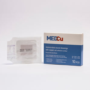 MedCu Antimicrobial Copper Wound Dressings 10cm x 10cm (Adhesive Contour with 5x5cm Pad)